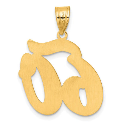 14k Yellow Gold Brushed Border Script Number 60 Pendant