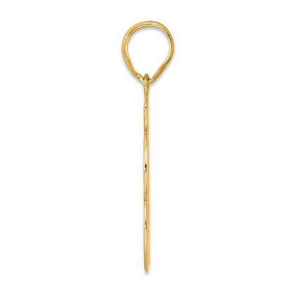 14k Yellow Gold Brushed Border Script Number 63 Pendant