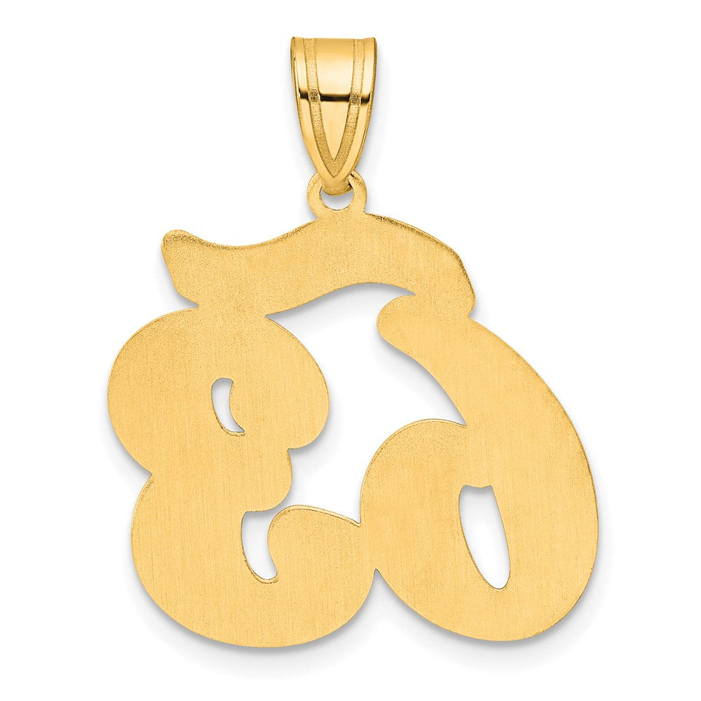 14k Yellow Gold Brushed Border Script Number 63 Pendant