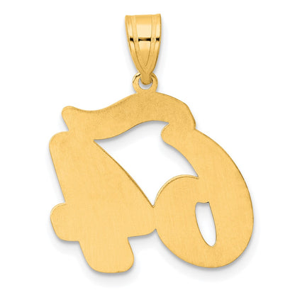 14k Yellow Gold Brushed Border Script Number 64 Pendant
