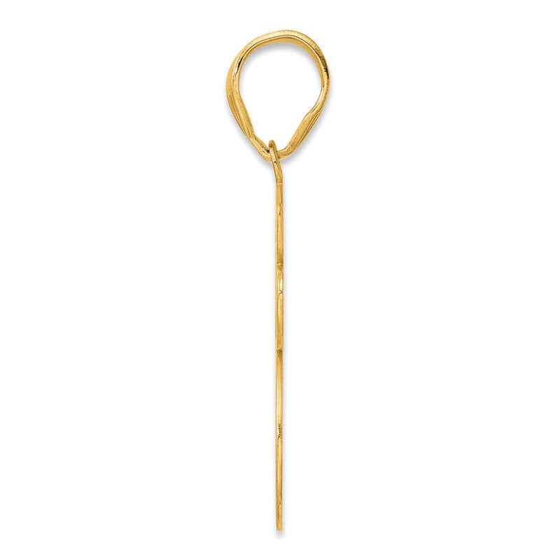 14k Yellow Gold Brushed Border Script Number 65 Pendant