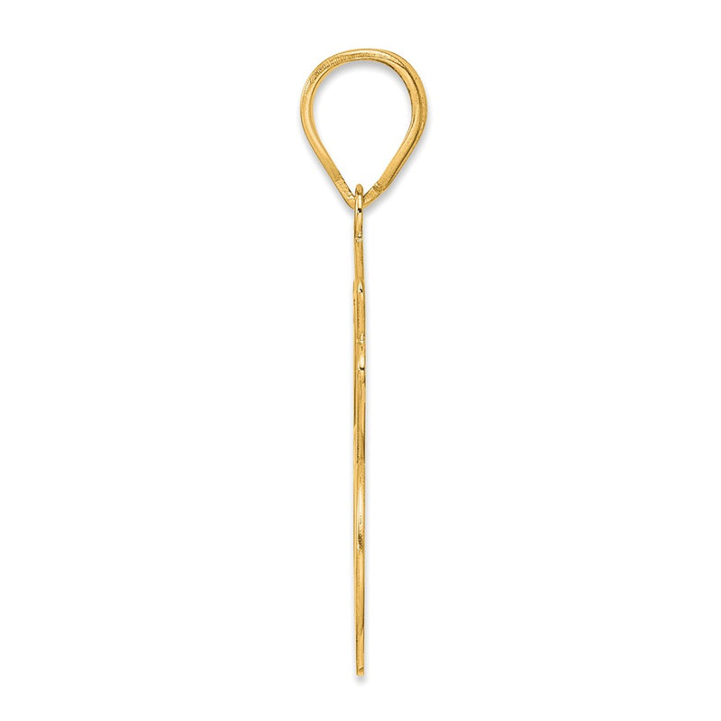 14k Yellow Gold Brushed Border Script Number 66 Pendant