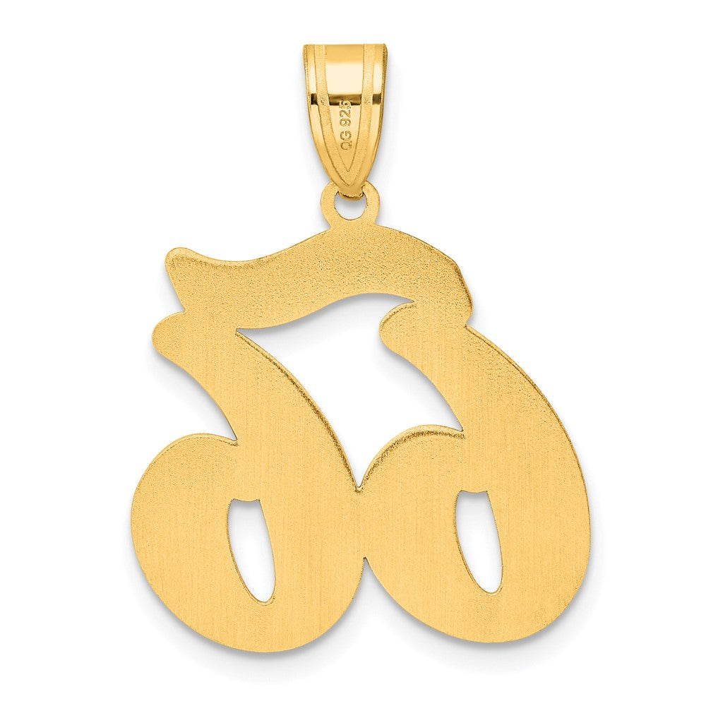 14k Yellow Gold Brushed Border Script Number 66 Pendant