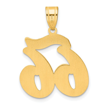14k Yellow Gold Brushed Border Script Number 66 Pendant