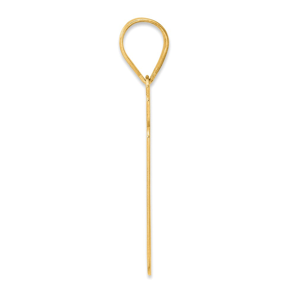 14k Yellow Gold Brushed Border Script Number 67 Pendant