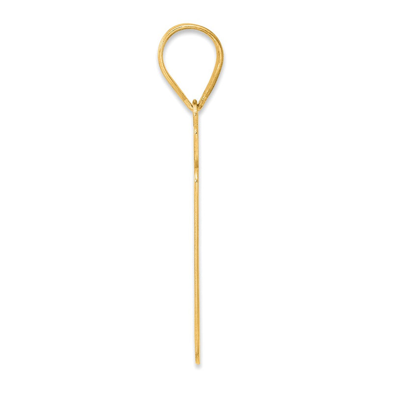 14k Yellow Gold Brushed Border Script Number 67 Pendant