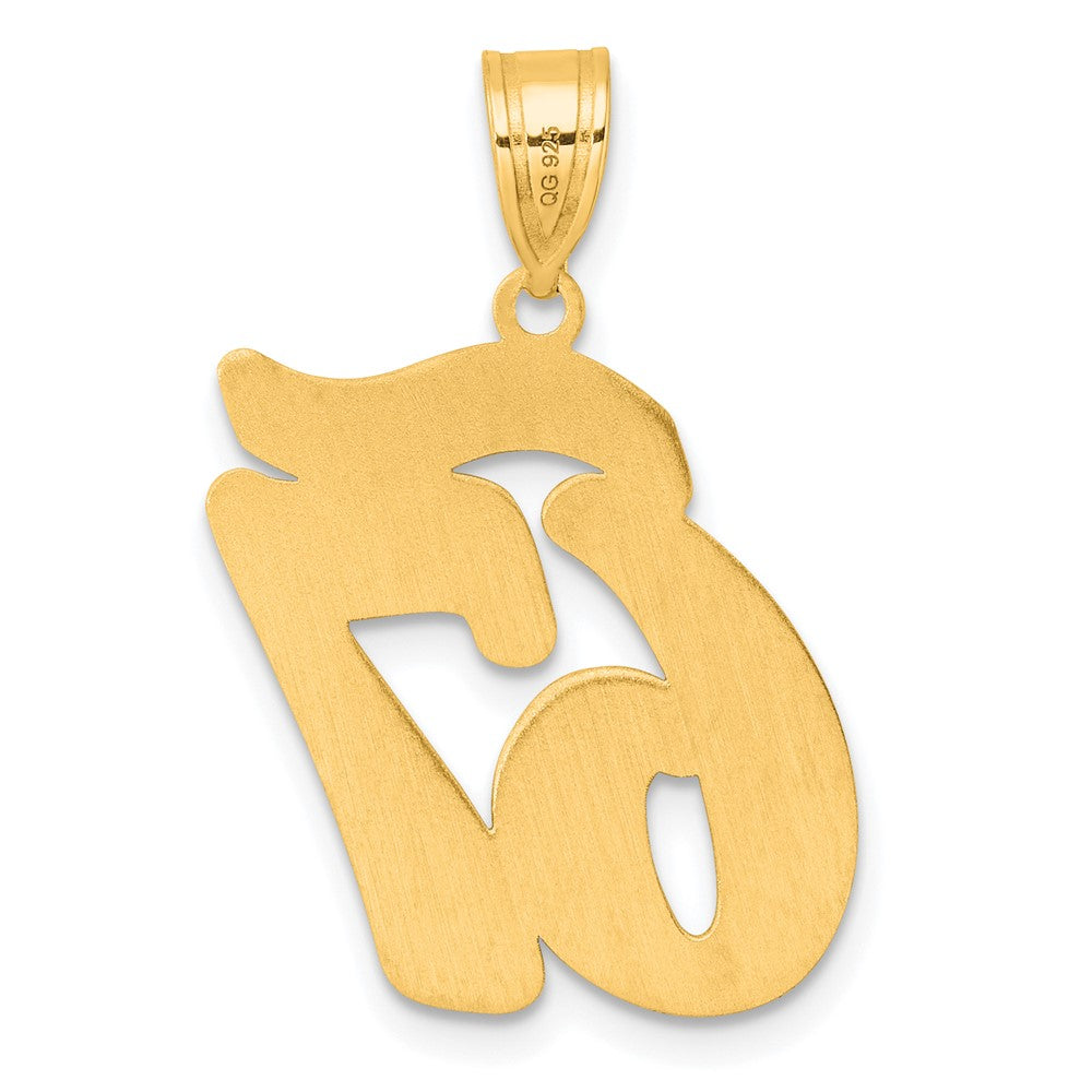14k Yellow Gold Brushed Border Script Number 67 Pendant