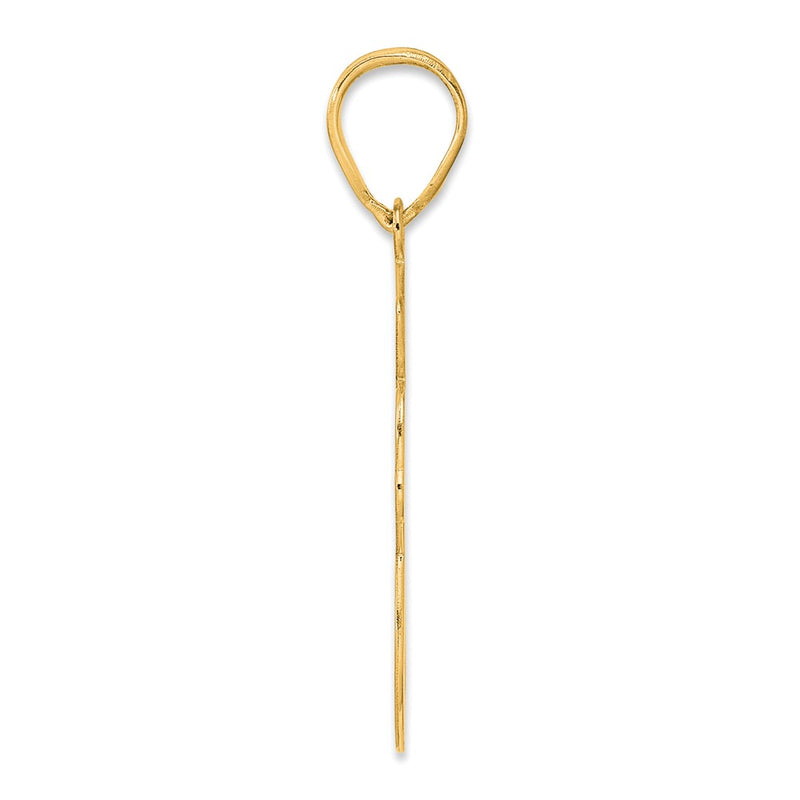 14k Yellow Gold Brushed Border Script Number 68 Pendant