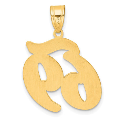 14k Yellow Gold Brushed Border Script Number 69 Pendant