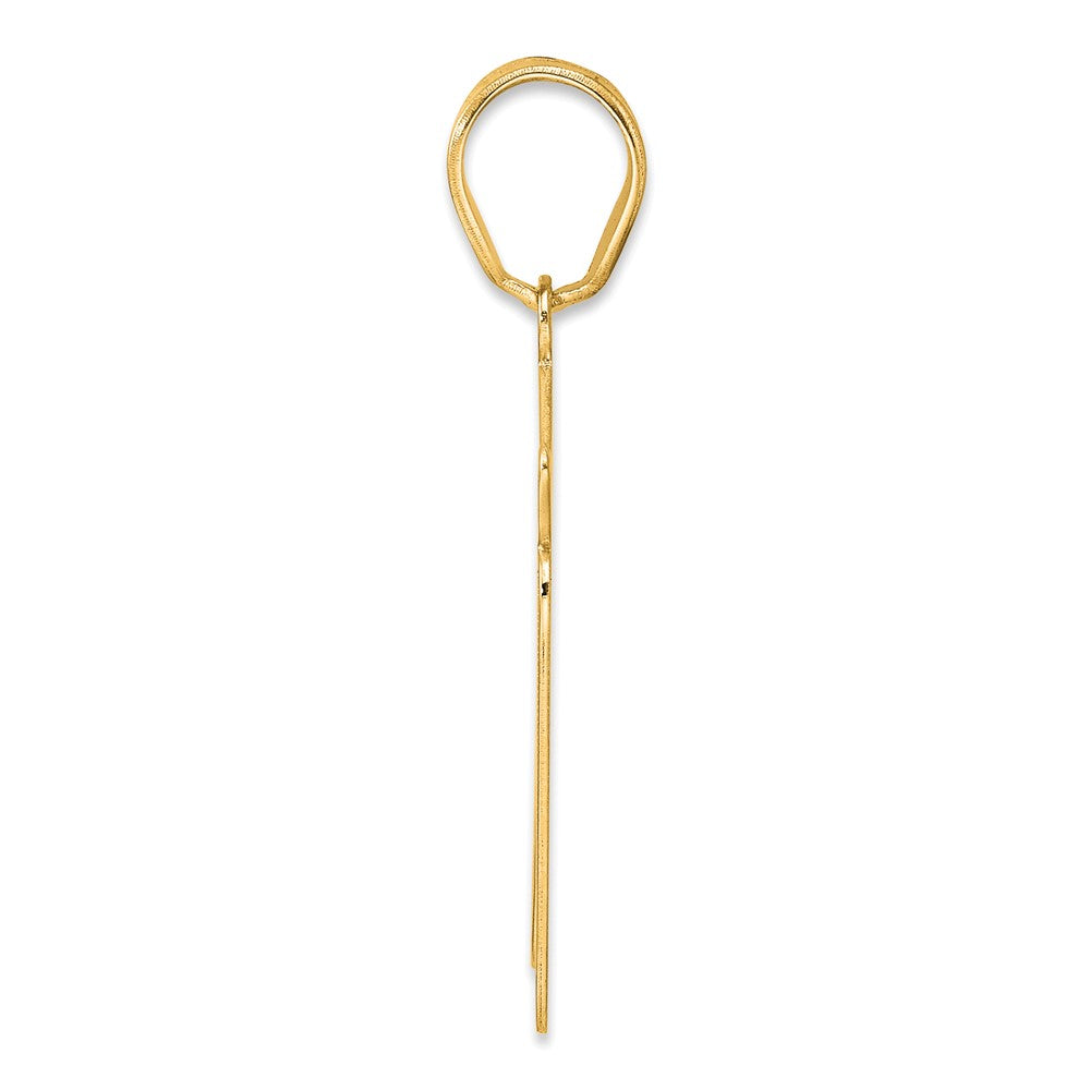 14k Yellow Gold Brushed Border Script Number 71 Pendant