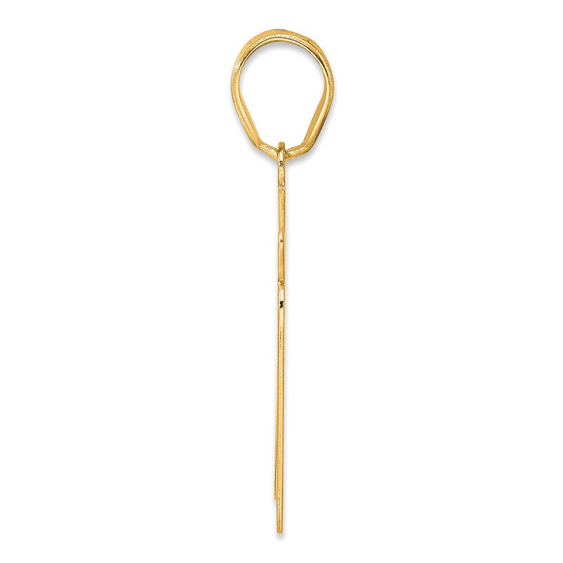 14k Yellow Gold Brushed Border Script Number 71 Pendant