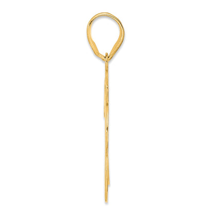 14k Yellow Gold Brushed Border Script Number 73 Pendant