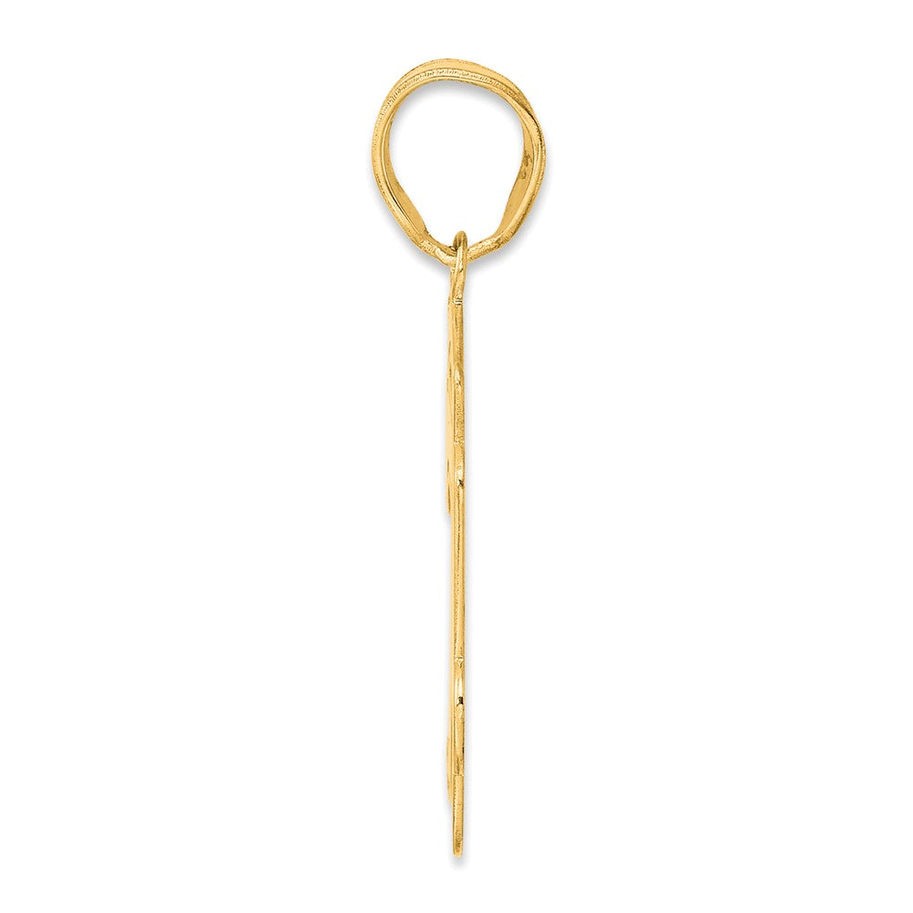 14k Yellow Gold Brushed Border Script Number 74 Pendant