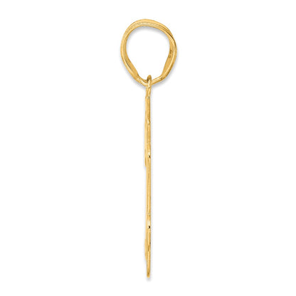 14k Yellow Gold Brushed Border Script Number 74 Pendant
