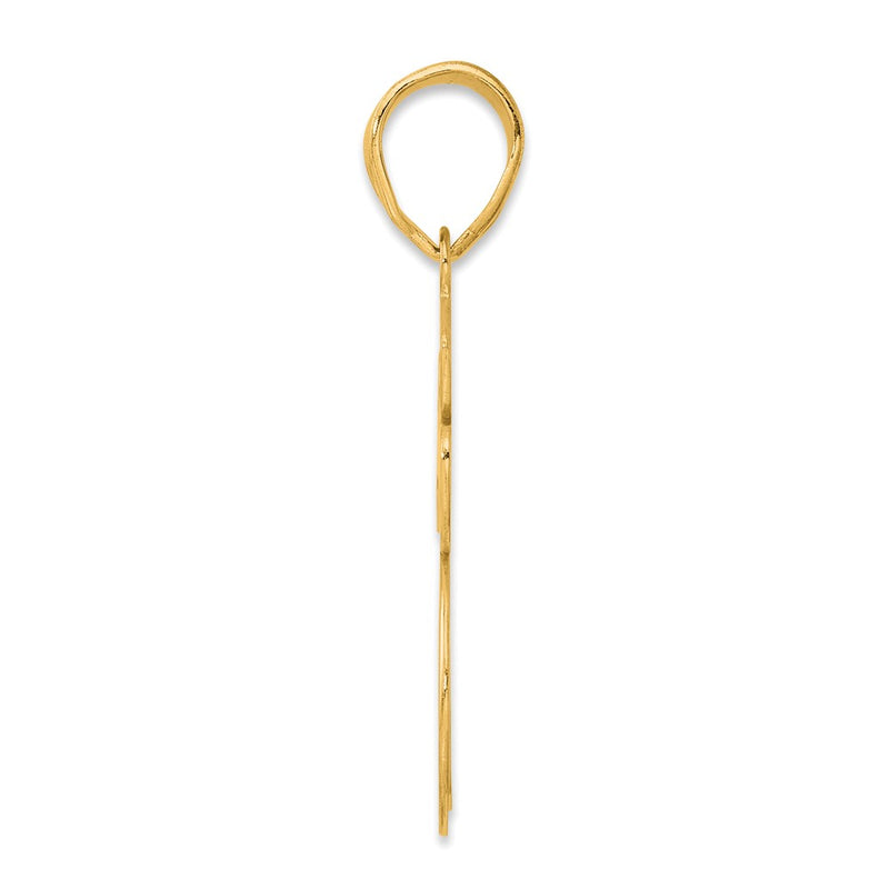 14k Yellow Gold Brushed Border Script Number 75 Pendant