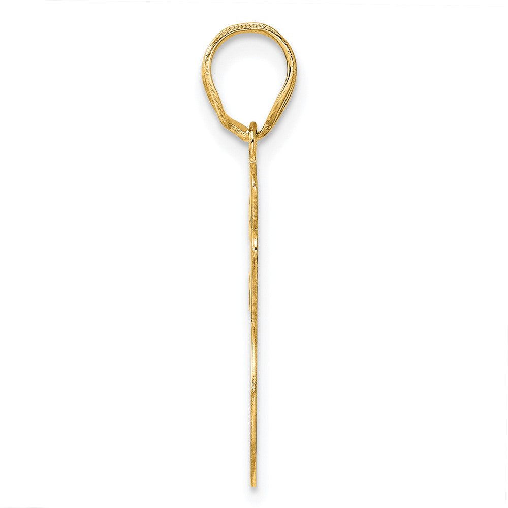 14k Yellow Gold Brushed Border Script Number 76 Pendant