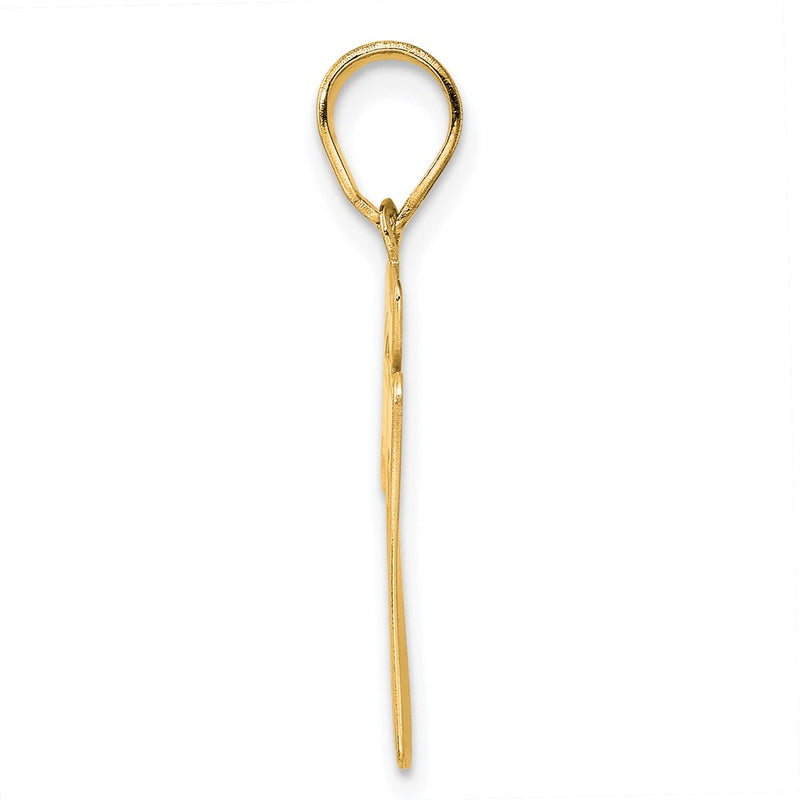 14k Yellow Gold Brushed Border Script Number 77 Pendant