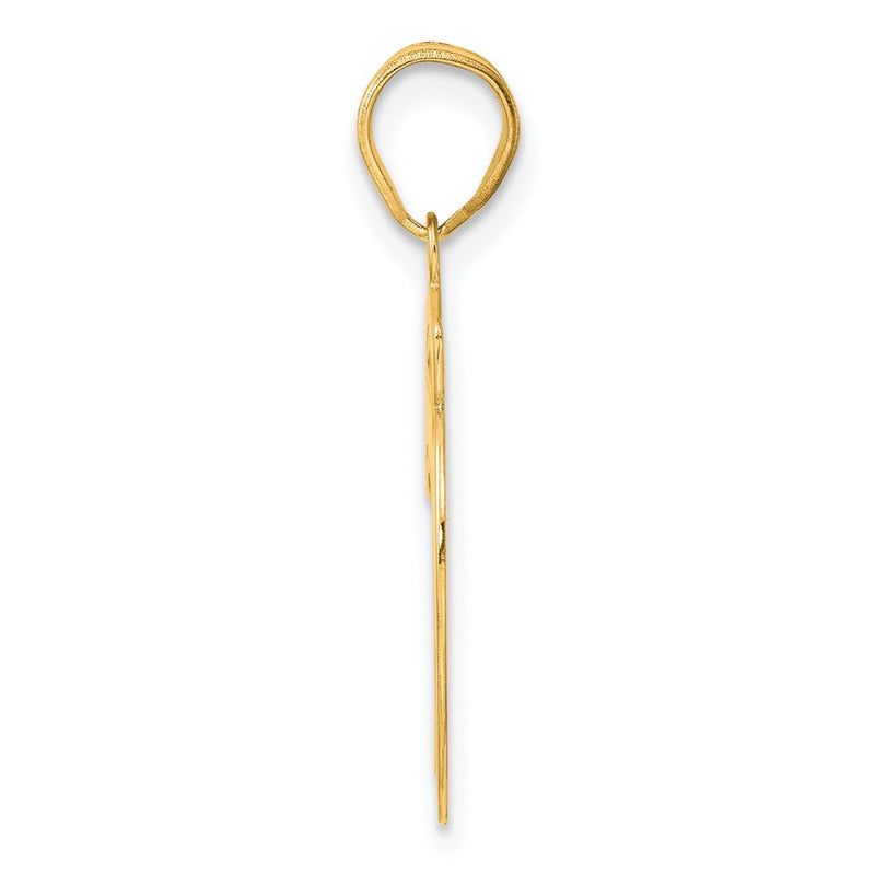 14k Yellow Gold Brushed Border Script Number 79 Pendant