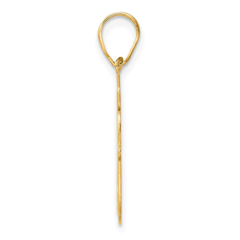 14k Yellow Gold Brushed Border Script Number 80 Pendant