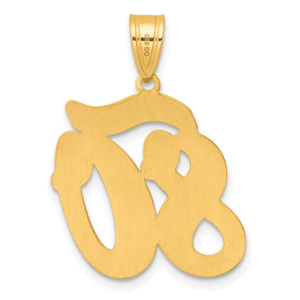 14k Yellow Gold Brushed Border Script Number 80 Pendant