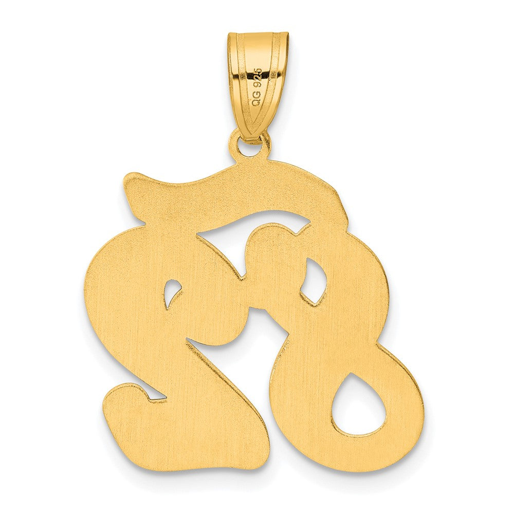 14k Yellow Gold Brushed Border Script Number 82 Pendant