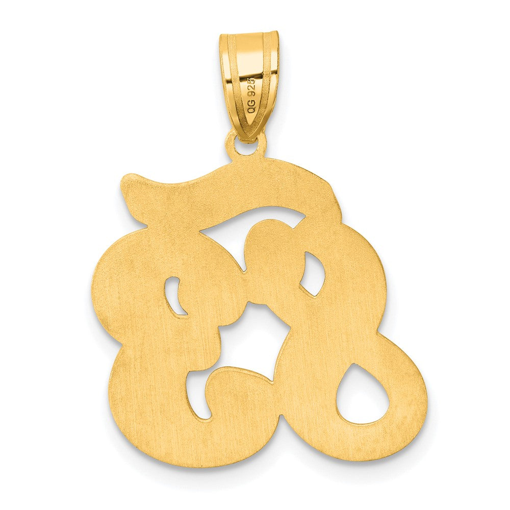 14k Yellow Gold Brushed Border Script Number 83 Pendant