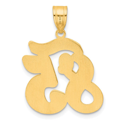 14k Yellow Gold Brushed Border Script Number 85 Pendant
