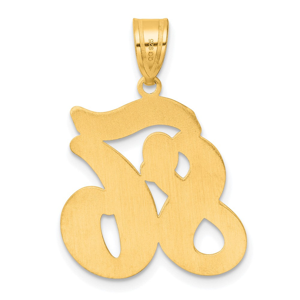 14k Yellow Gold Brushed Border Script Number 86 Pendant