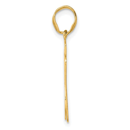 14k Yellow Gold Brushed Border Script Number 87 Pendant