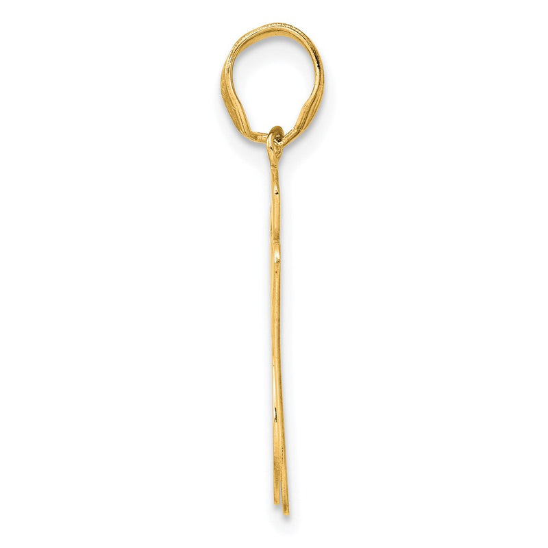 14k Yellow Gold Brushed Border Script Number 87 Pendant