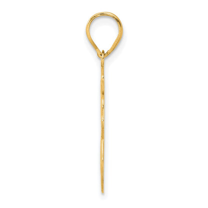14k Yellow Gold Brushed Border Script Number 88 Pendant
