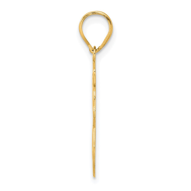 14k Yellow Gold Brushed Border Script Number 88 Pendant