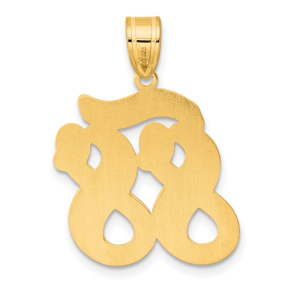 14k Yellow Gold Brushed Border Script Number 88 Pendant