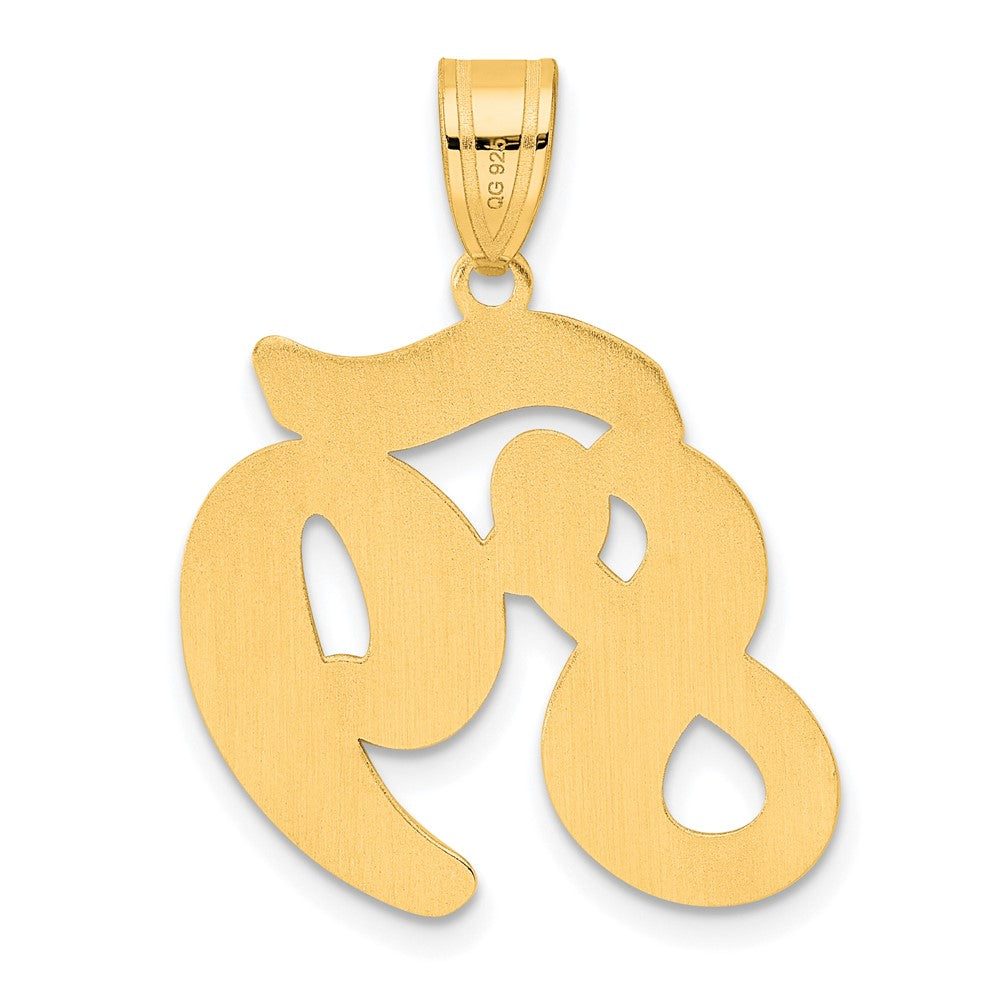 14k Yellow Gold Brushed Border Script Number 89 Pendant