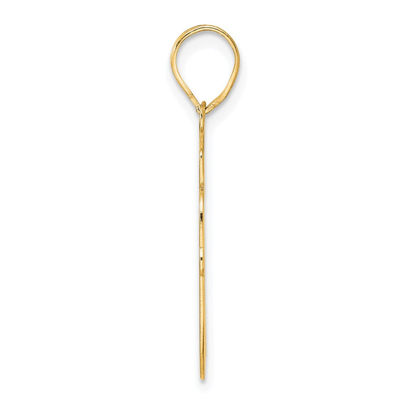 14k Yellow Gold Brushed Border Script Number 90 Pendant