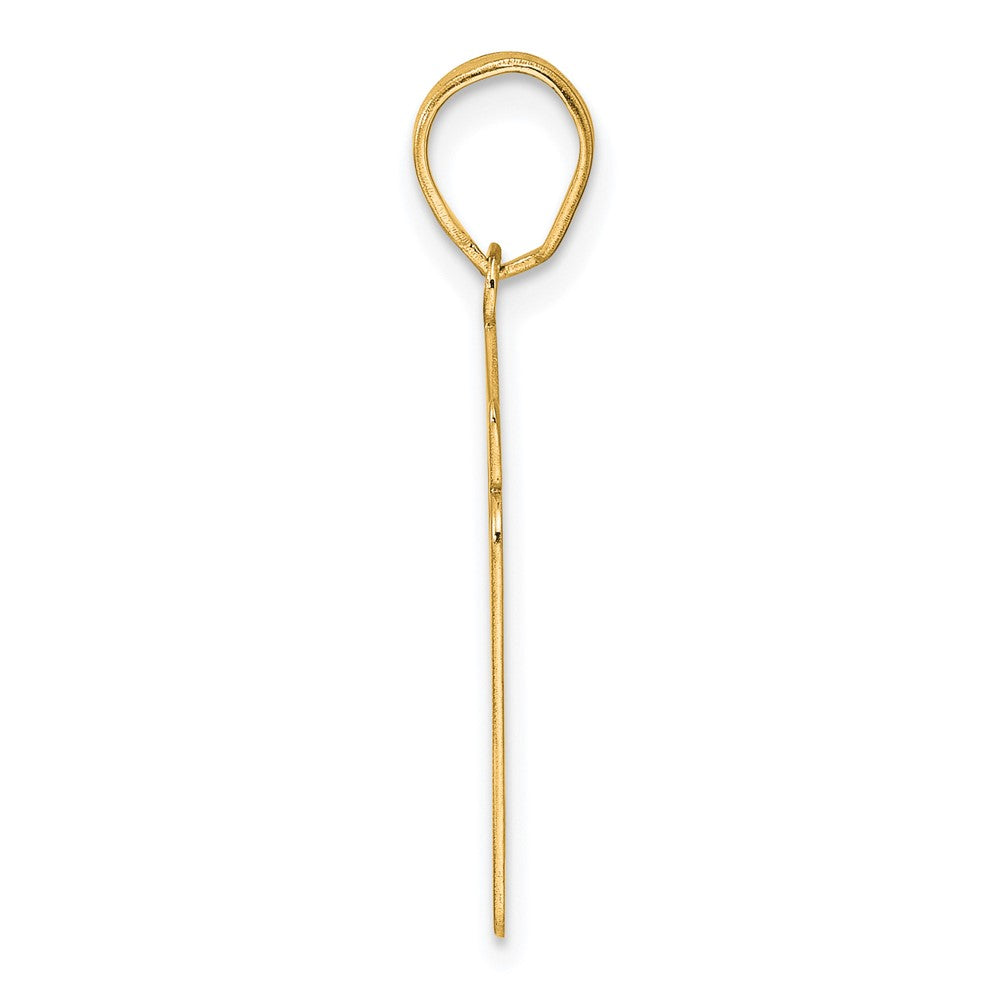 14k Yellow Gold Brushed Border Script Number 91 Pendant