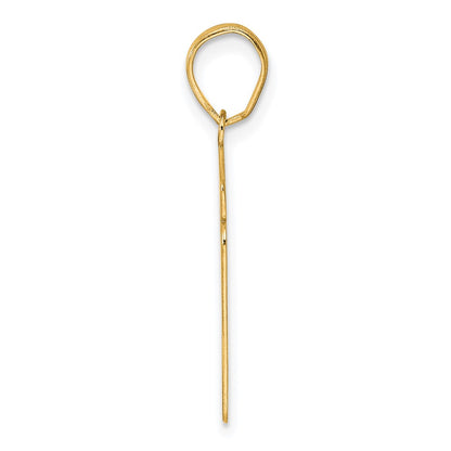 14k Yellow Gold Brushed Border Script Number 91 Pendant