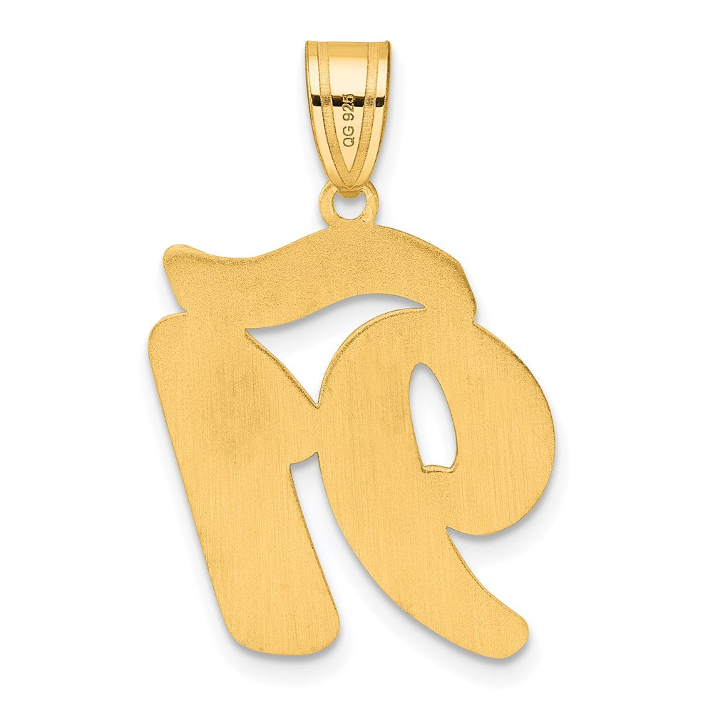 14k Yellow Gold Brushed Border Script Number 91 Pendant