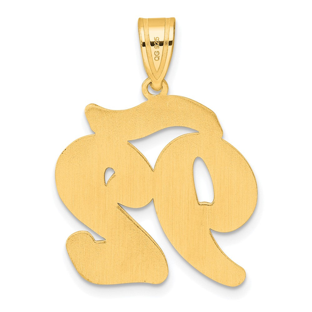 14k Yellow Gold Brushed Border Script Number 92 Pendant
