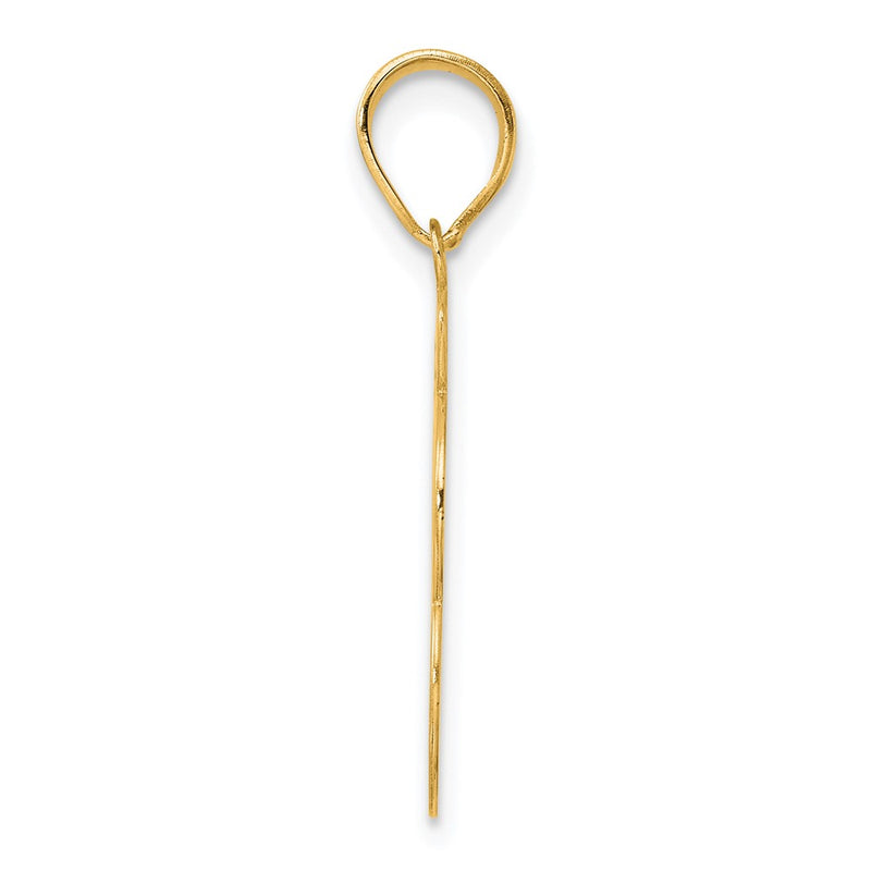 14k Yellow Gold Brushed Border Script Number 93 Pendant