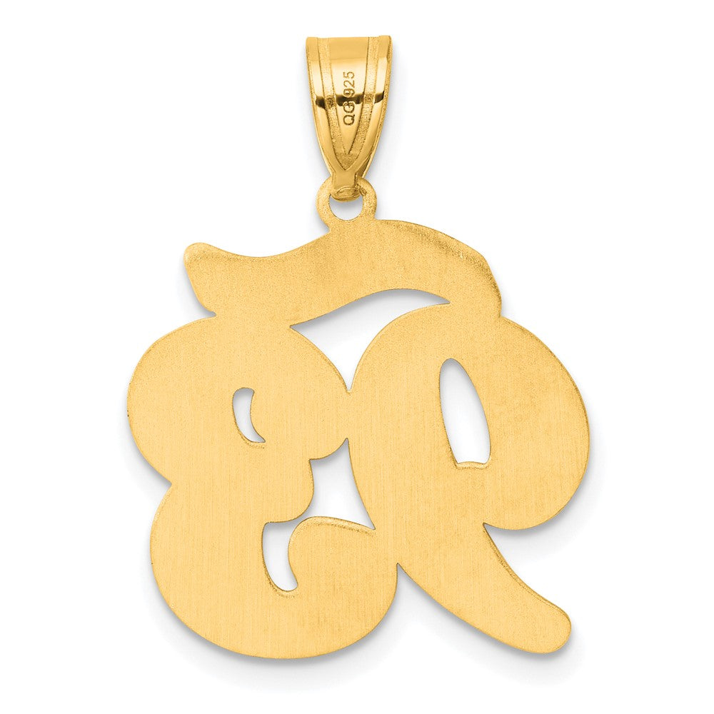 14k Yellow Gold Brushed Border Script Number 93 Pendant