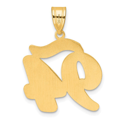 14k Yellow Gold Brushed Border Script Number 94 Pendant