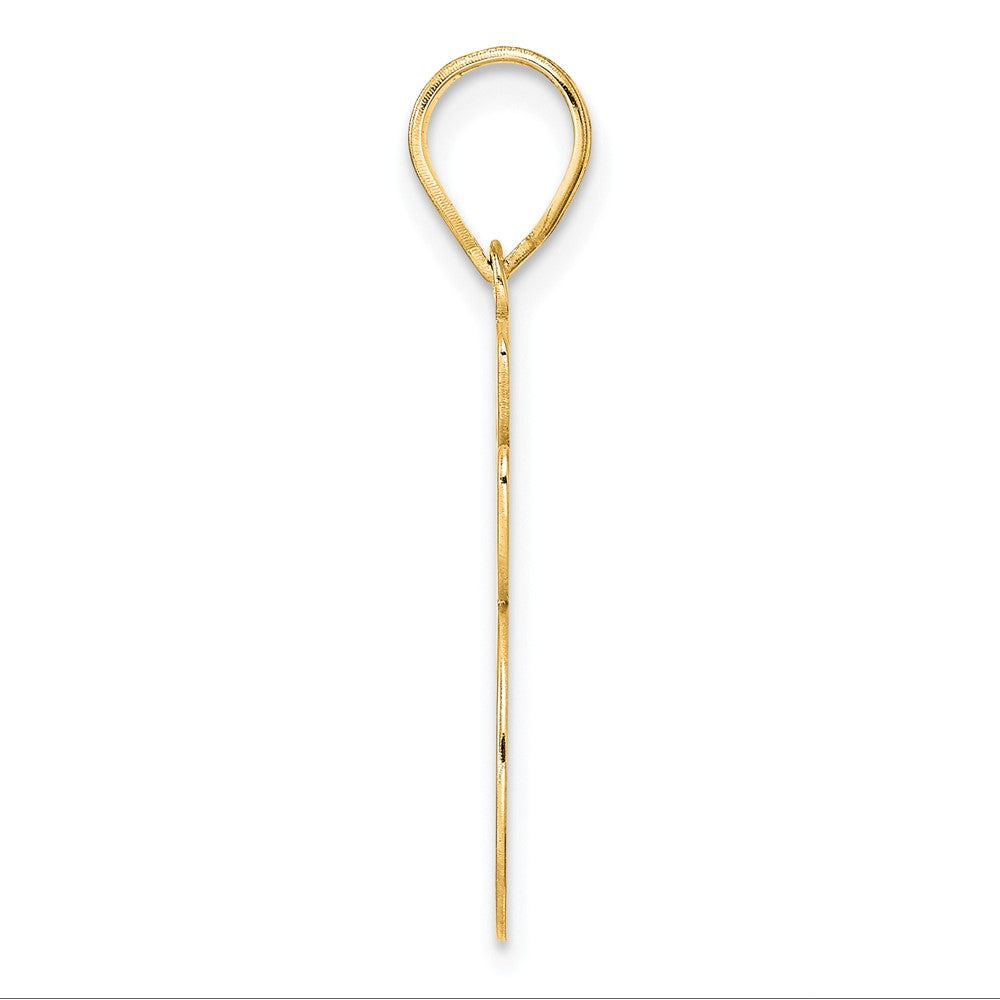 14k Yellow Gold Brushed Border Script Number 95 Pendant