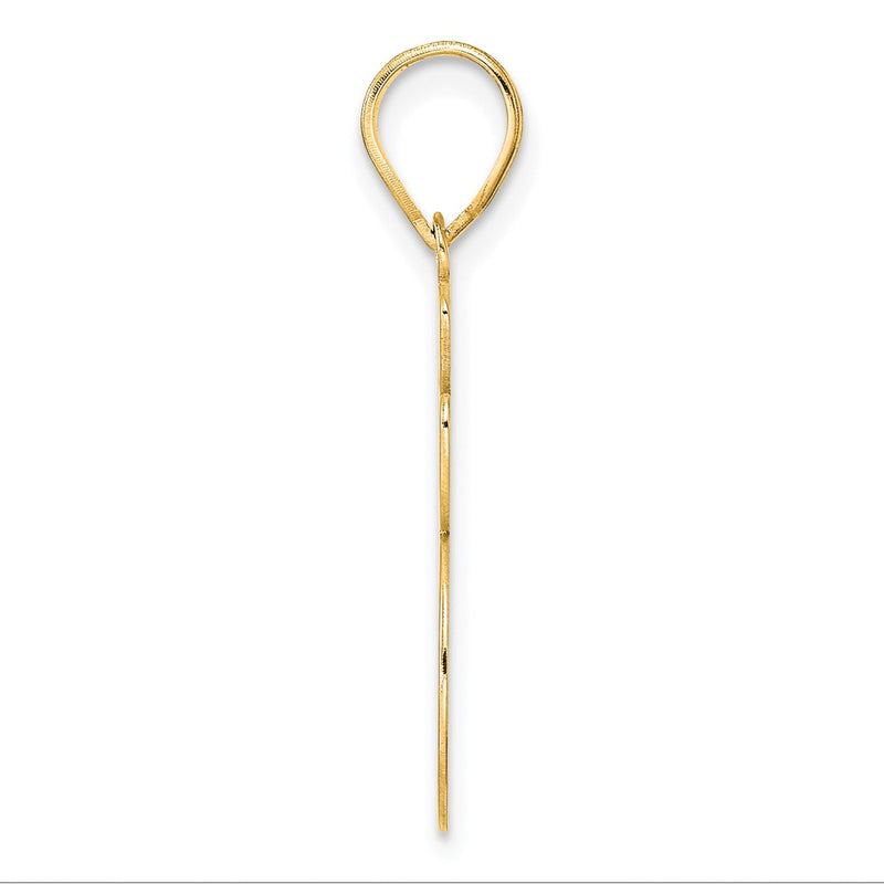 14k Yellow Gold Brushed Border Script Number 95 Pendant