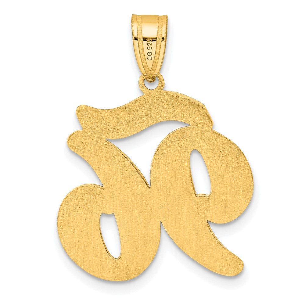 14k Yellow Gold Brushed Border Script Number 96 Pendant