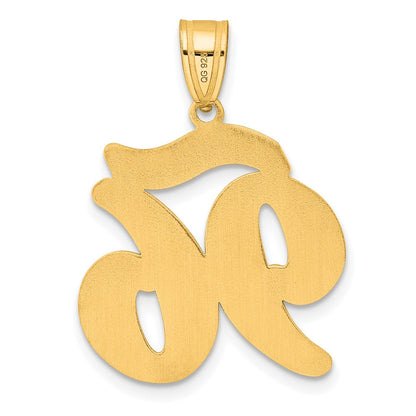 14k Yellow Gold Brushed Border Script Number 96 Pendant