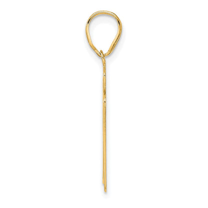14k Yellow Gold Brushed Border Script Number 97 Pendant
