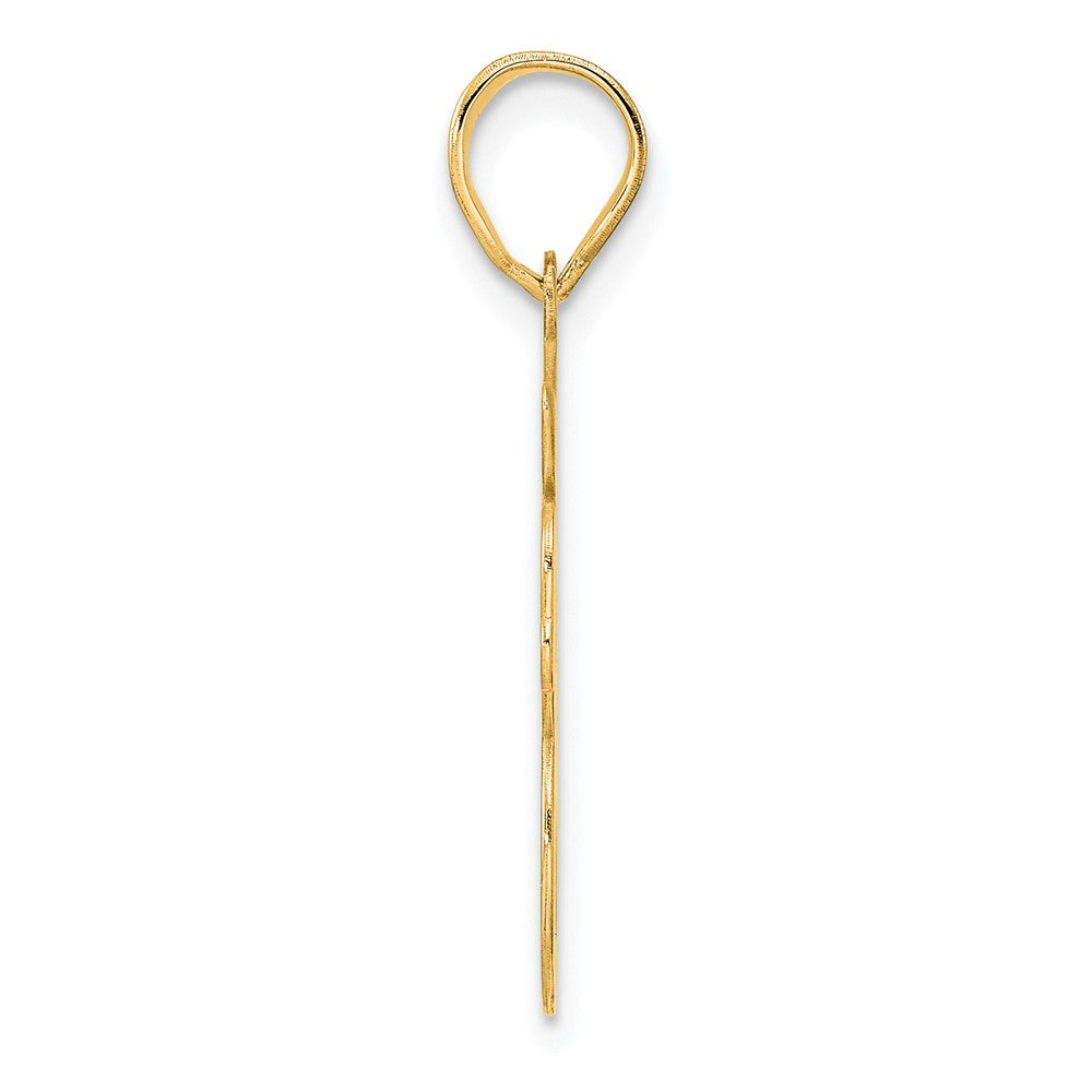 14k Yellow Gold Brushed Border Script Number 98 Pendant