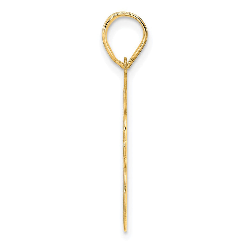 14k Yellow Gold Brushed Border Script Number 98 Pendant