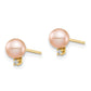 14K Madi K 5 6mm Pink Round FW Cultured Pearl .02ct Diamond Post Earrings